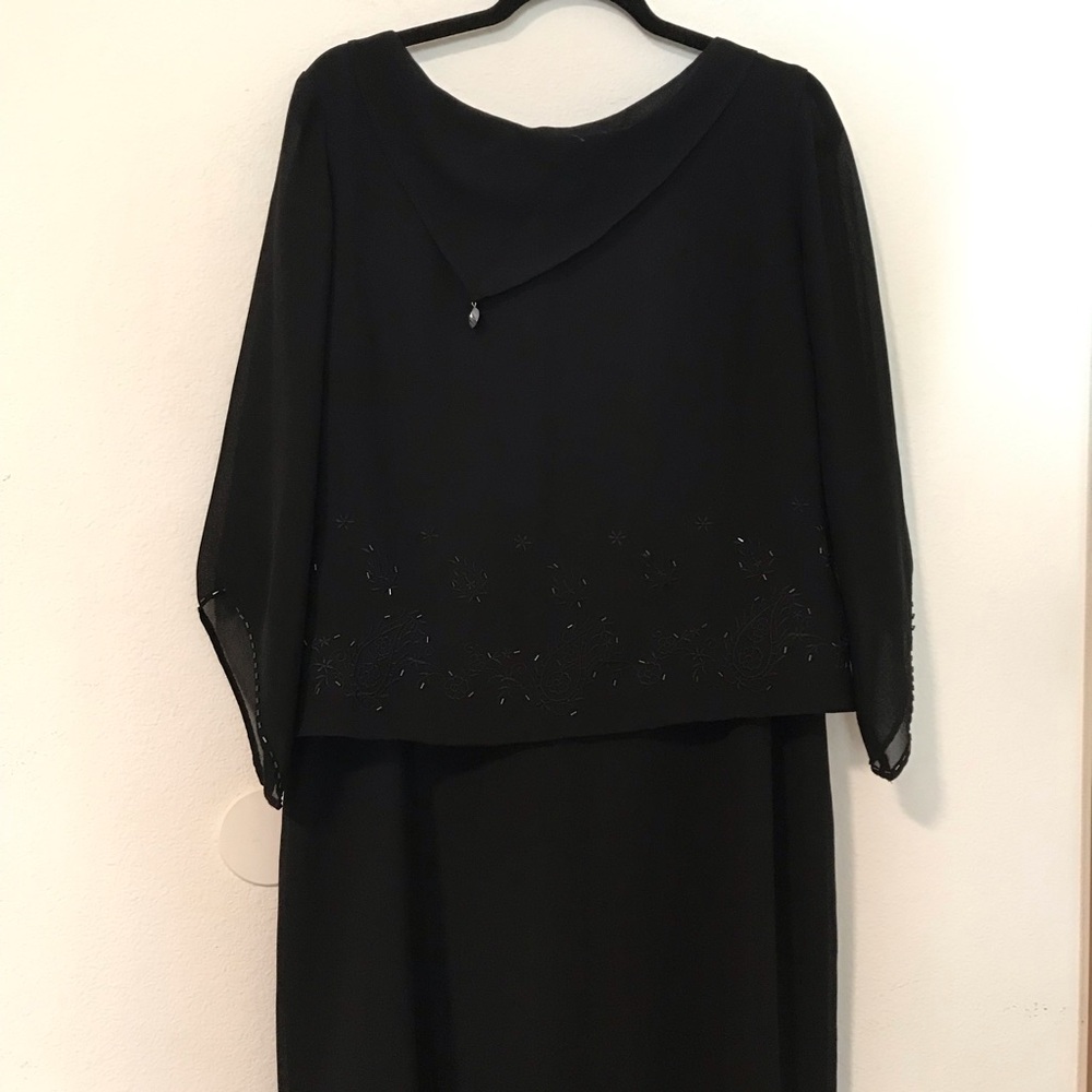 Danny & Nicole Elegant Black Beaded 2 Piece Evening Dress